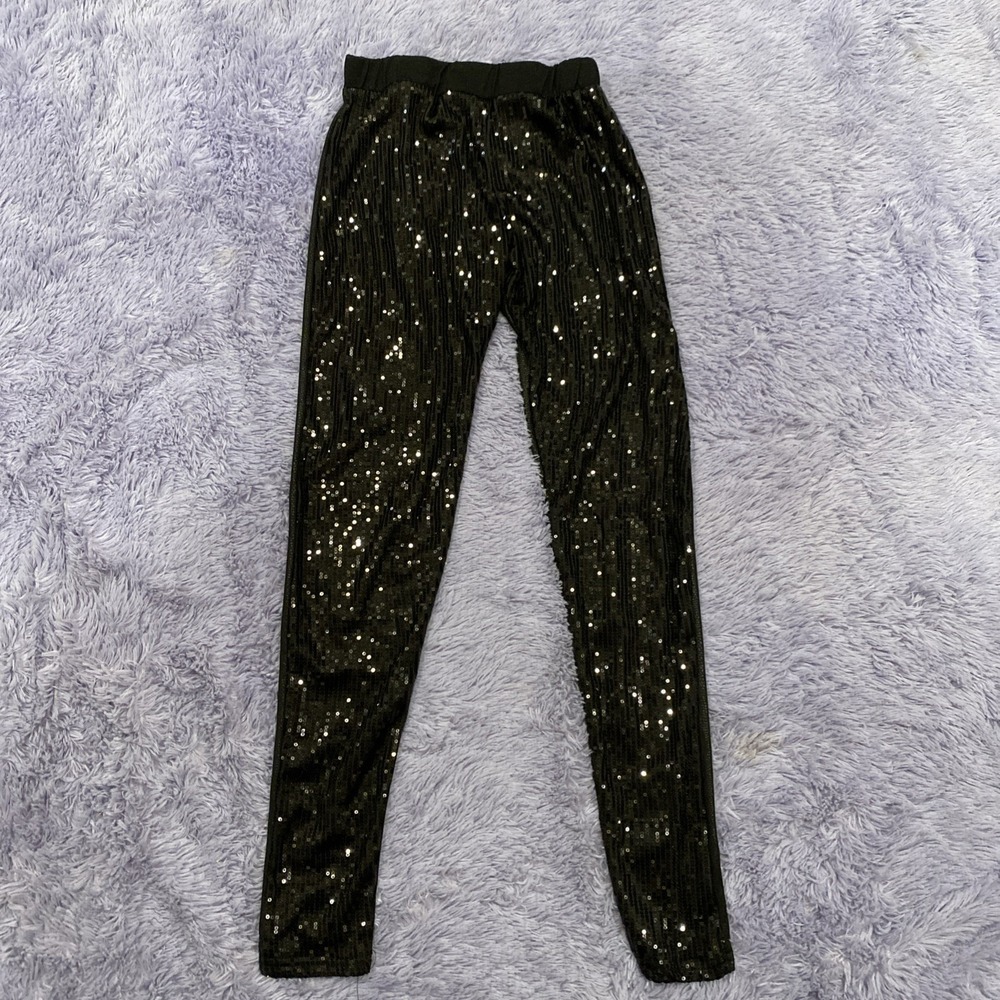 Yelete‎ Black Sequin Glam Dancewear Festival Rave Disco Fairy Grunge Joggers S/M